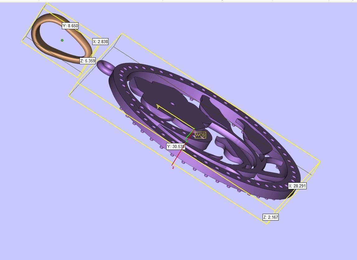 Pendant flower round gems 3D print model_7