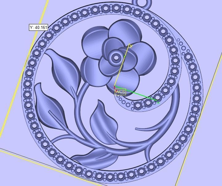 Pendant flower round gems 3D print model_11