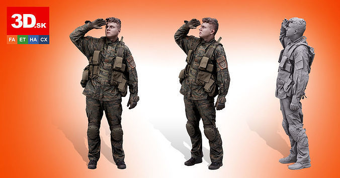 Cleaned 3D Body Scan Michael Howard Army Man Standing 3D model