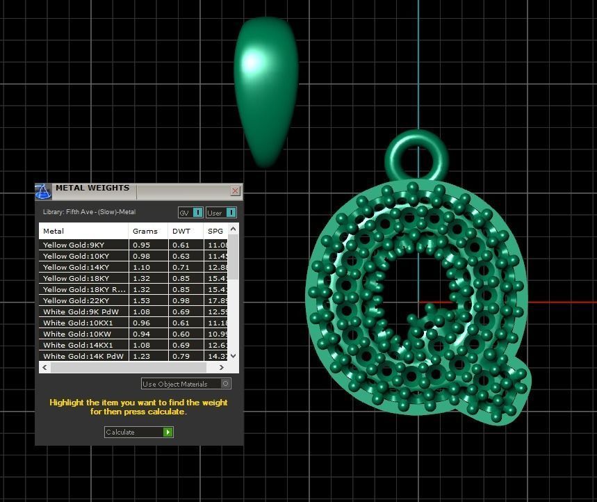 Model 534 Camber Initial Q Letter Diamond Pendant 3D print model_13