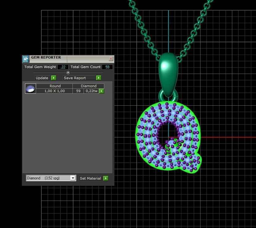 Model 534 Camber Initial Q Letter Diamond Pendant 3D print model_12