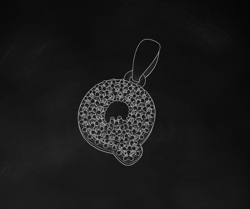 Model 534 Camber Initial Q Letter Diamond Pendant 3D print model_11
