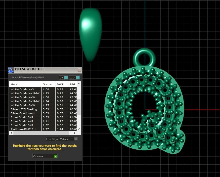 Model 534 Camber Initial Q Letter Diamond Pendant 3D print model_14