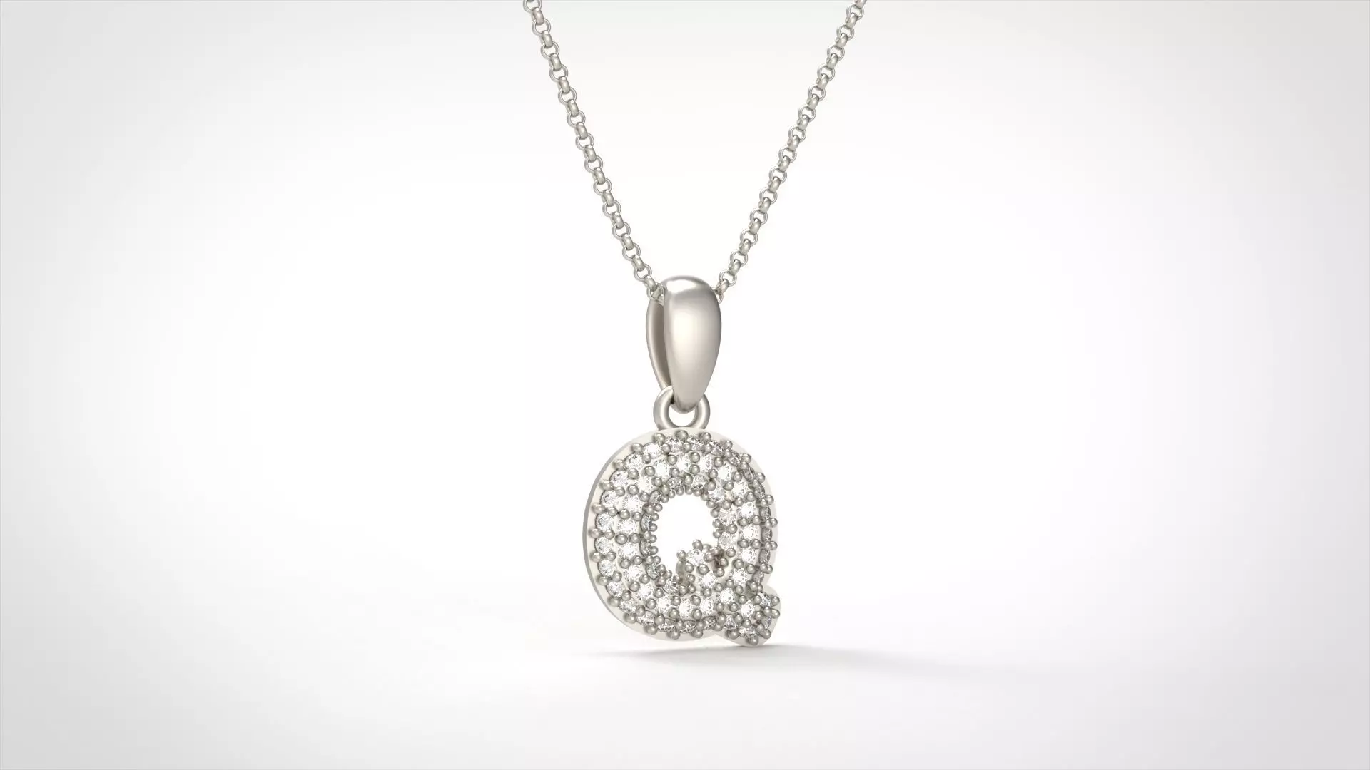 Model 534 Camber Initial Q Letter Diamond Pendant 3D print model_0