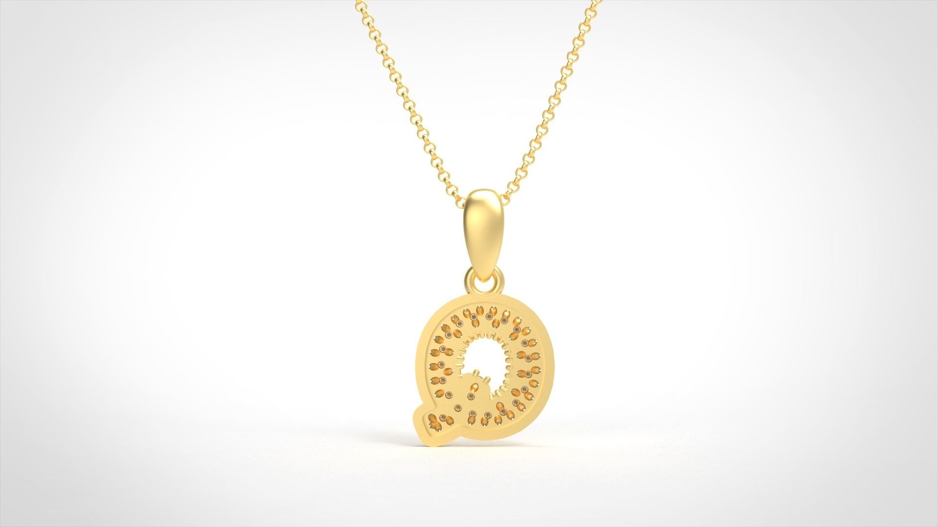 Model 534 Camber Initial Q Letter Diamond Pendant 3D print model_4