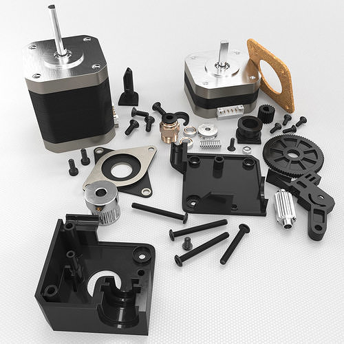 Stepper motors with gear reducer 3D model