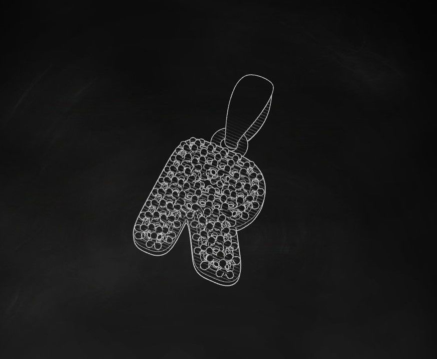 Model 535 Camber Initial R Letter Diamond Pendant 3D print model_11