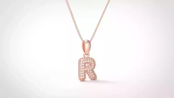 Model 535 Camber Initial R Letter Diamond Pendant 3D print model