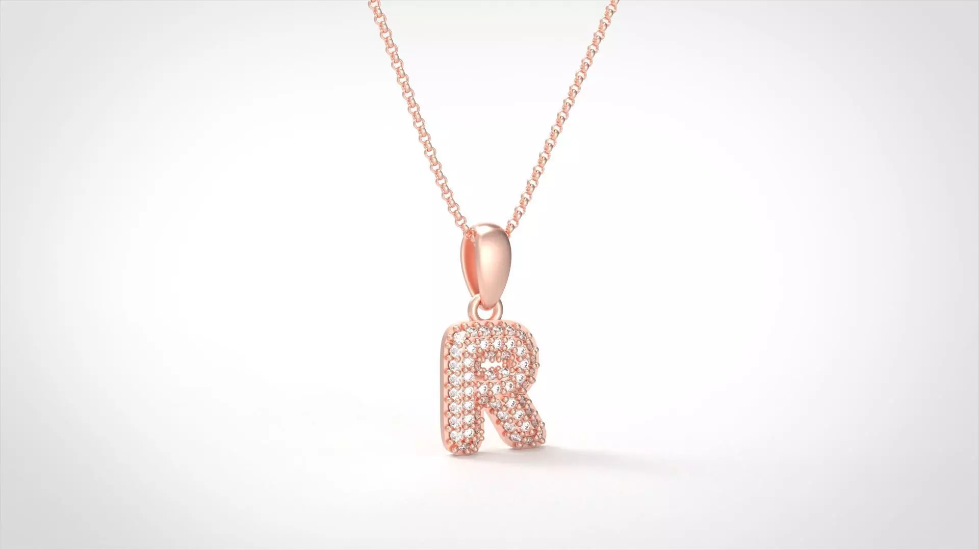 Model 535 Camber Initial R Letter Diamond Pendant 3D print model_0