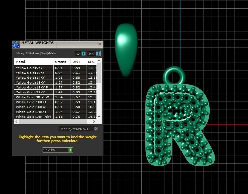 Model 535 Camber Initial R Letter Diamond Pendant 3D print model_13