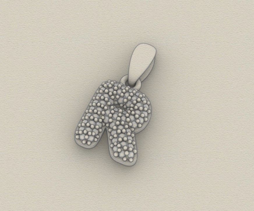 Model 535 Camber Initial R Letter Diamond Pendant 3D print model_10