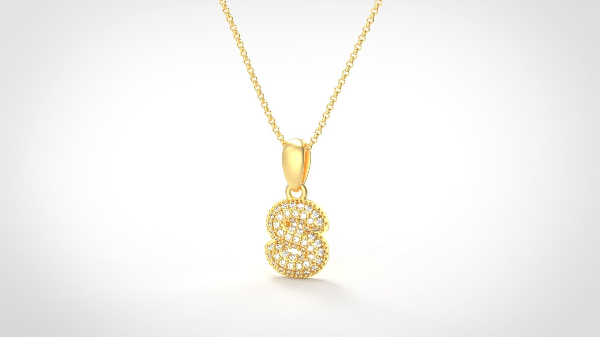 Model 536 Camber Initial S Letter Diamond Pendant 3D print model_1
