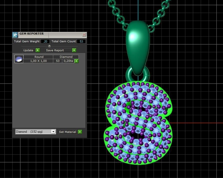 Model 536 Camber Initial S Letter Diamond Pendant 3D print model_12