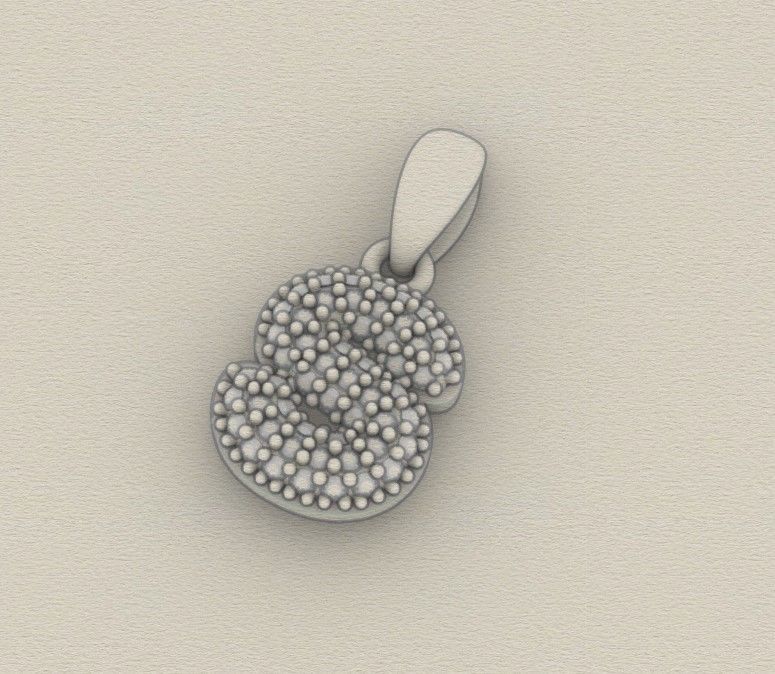 Model 536 Camber Initial S Letter Diamond Pendant 3D print model_10