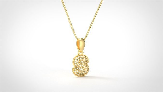 Model 536 Camber Initial S Letter Diamond Pendant 3D print model