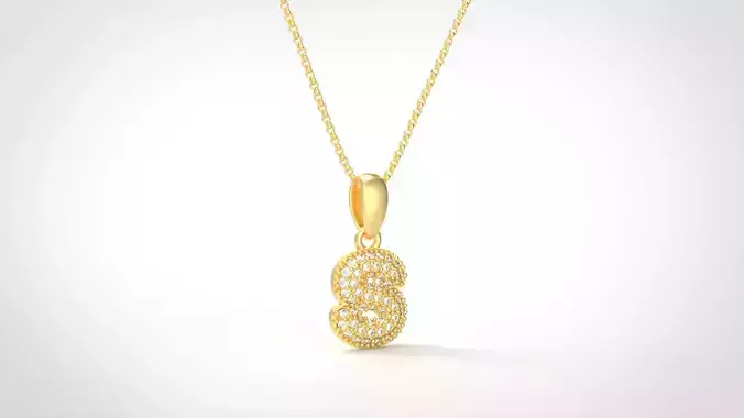 Model 536 Camber Initial S Letter Diamond Pendant 3D print model