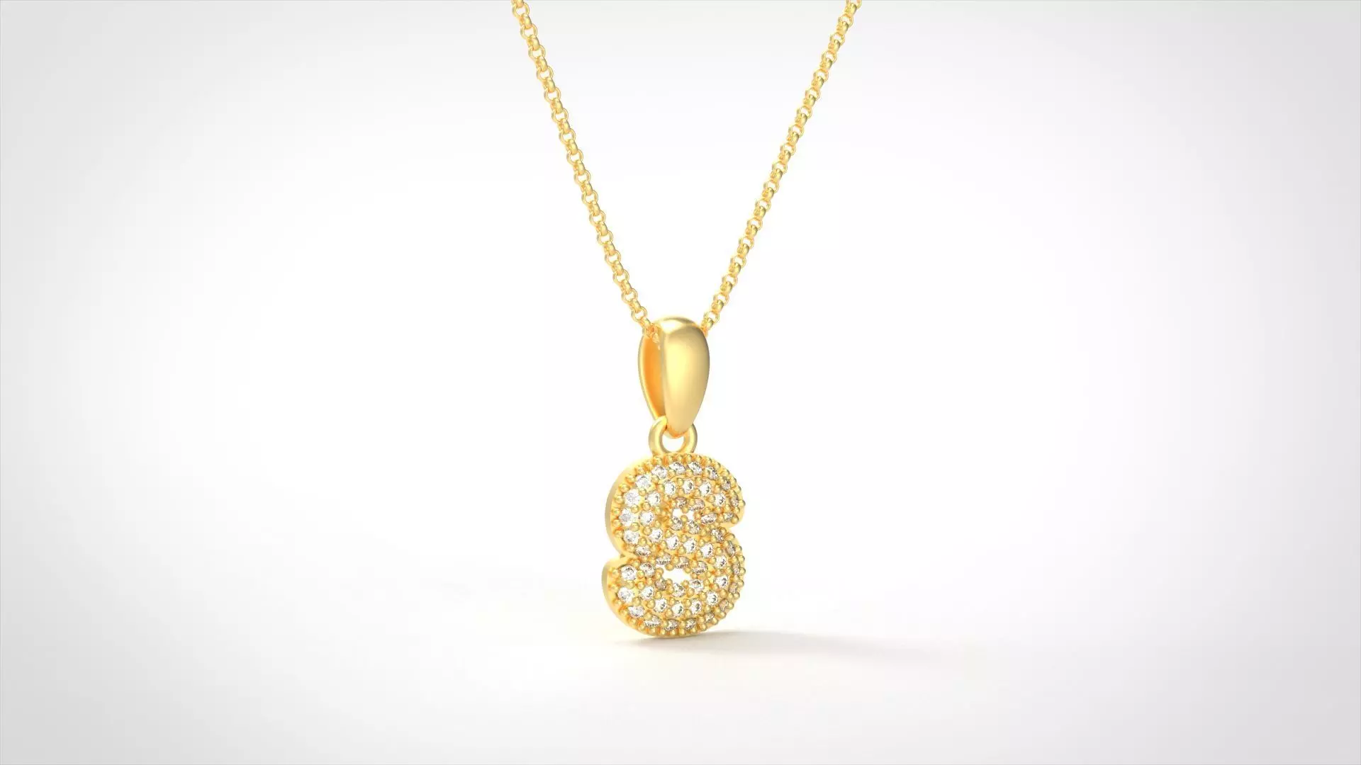 Model 536 Camber Initial S Letter Diamond Pendant 3D print model_0