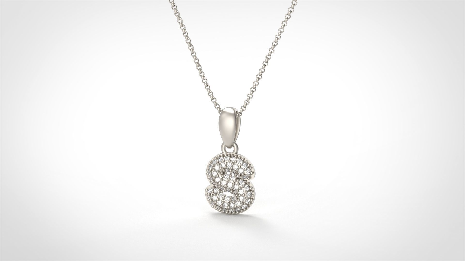 Model 536 Camber Initial S Letter Diamond Pendant 3D print model_5