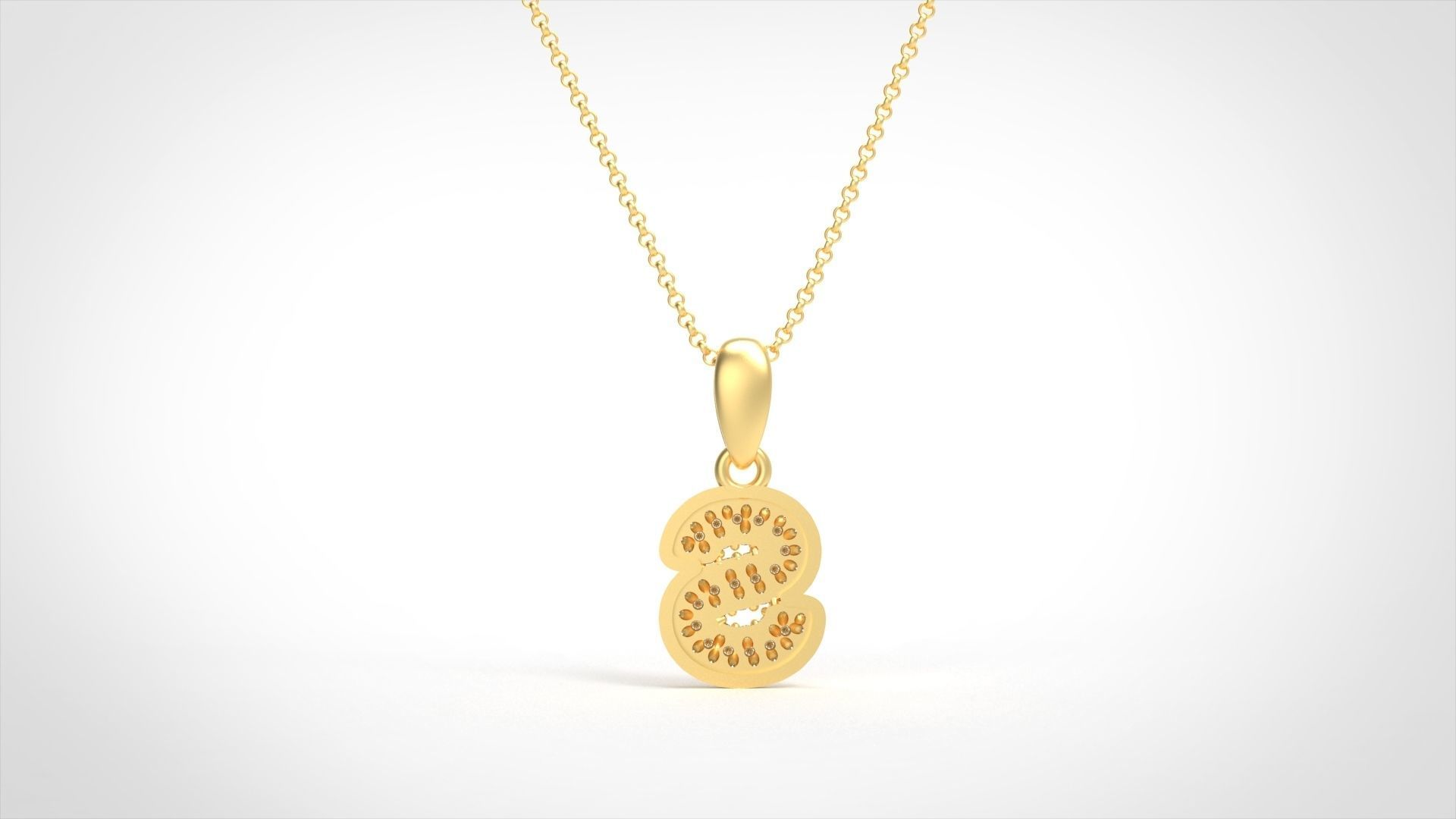 Model 536 Camber Initial S Letter Diamond Pendant 3D print model_3