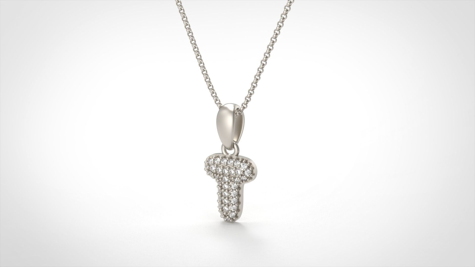 Model 537 Camber Initial T Letter Diamond Pendant 3D print model_5