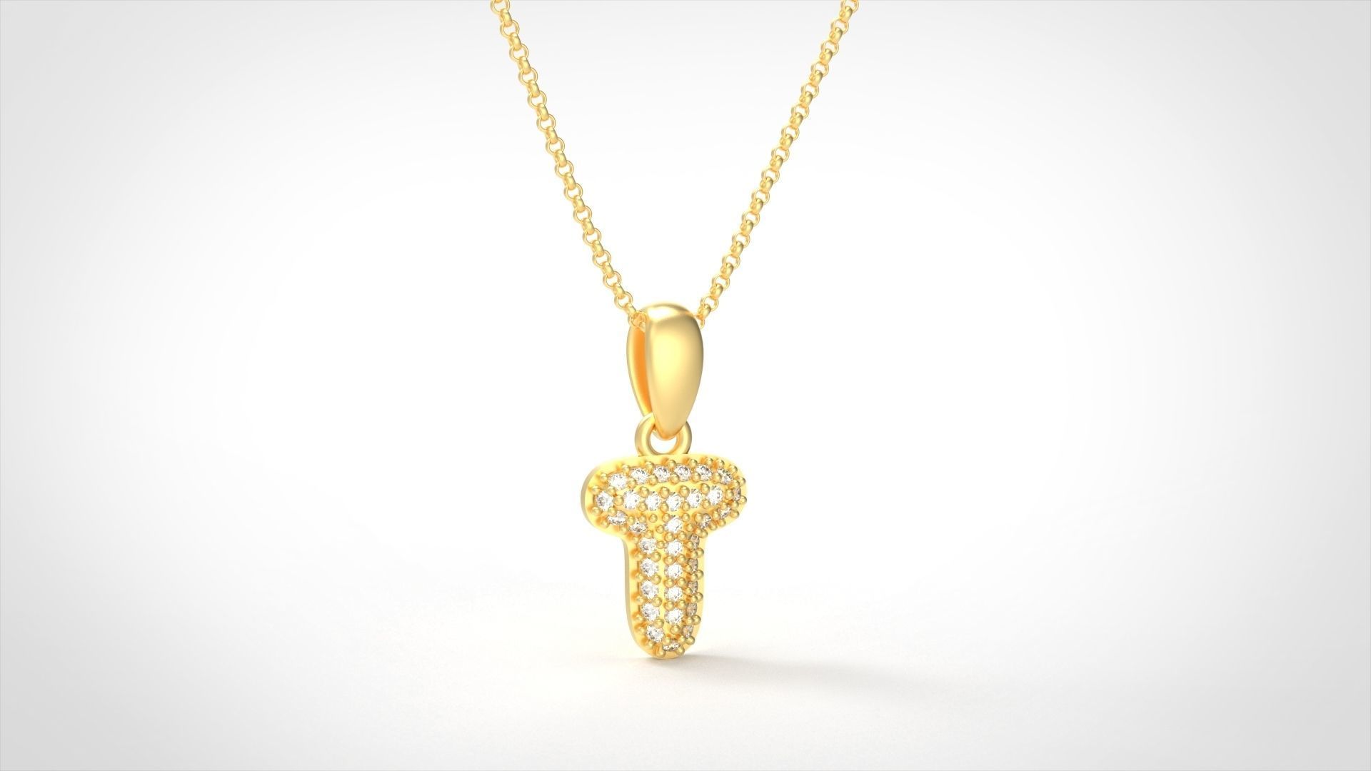 Model 537 Camber Initial T Letter Diamond Pendant 3D print model_1