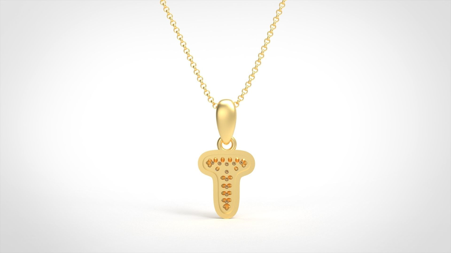 Model 537 Camber Initial T Letter Diamond Pendant 3D print model_4