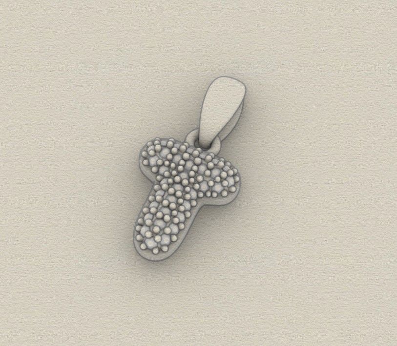 Model 537 Camber Initial T Letter Diamond Pendant 3D print model_10