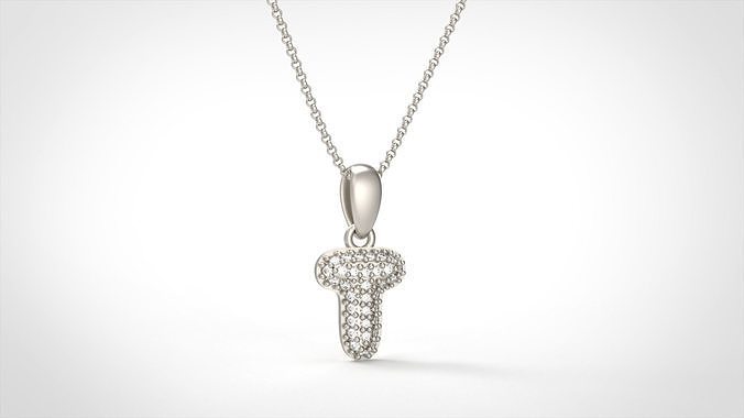 Model 537 Camber Initial T Letter Diamond Pendant 3D print model