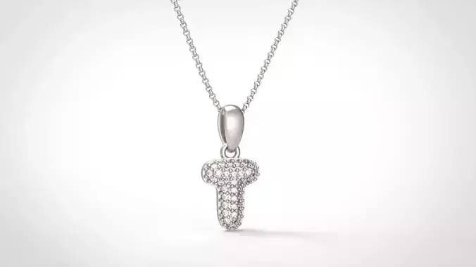 Model 537 Camber Initial T Letter Diamond Pendant 3D print model