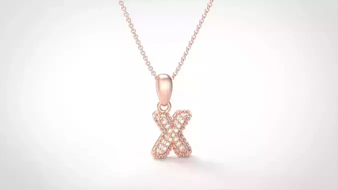 Model 541 Camber Initial X Letter Diamond Pendant
