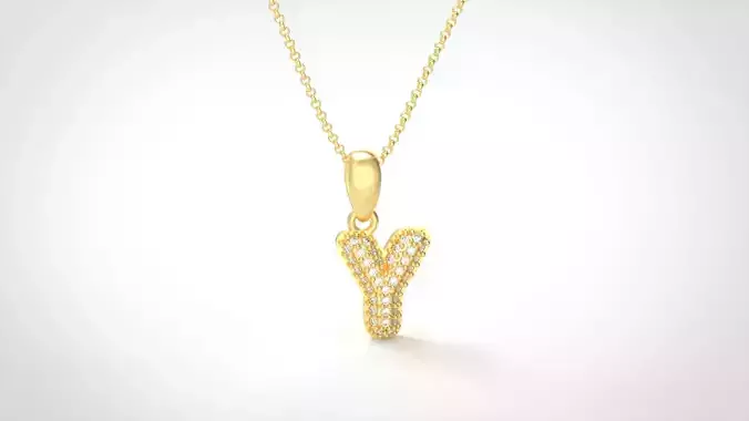 Model 542 Camber Initial Y Letter Diamond Pendant