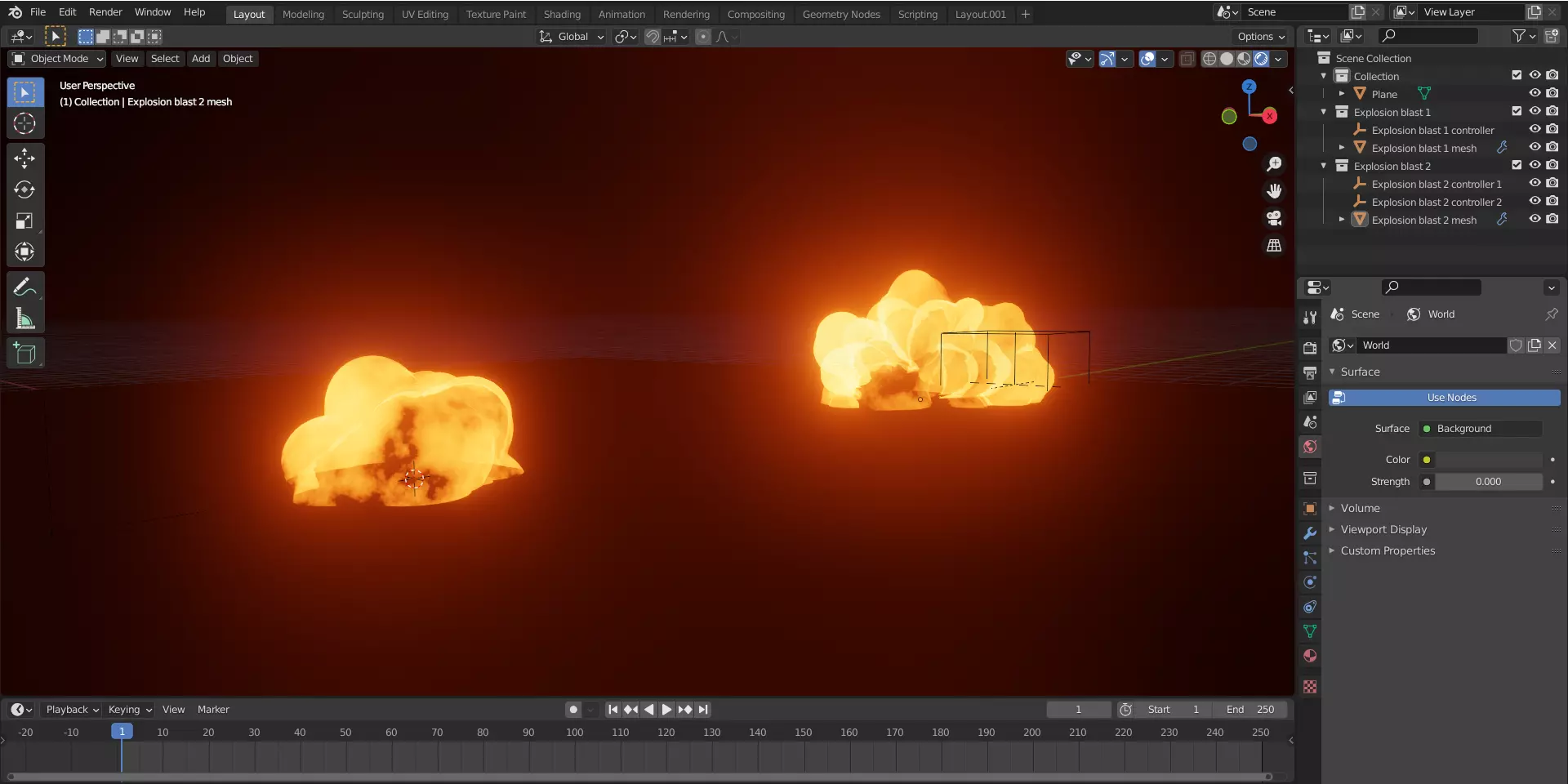 Fire Explosion reactive mesh Free 3D model