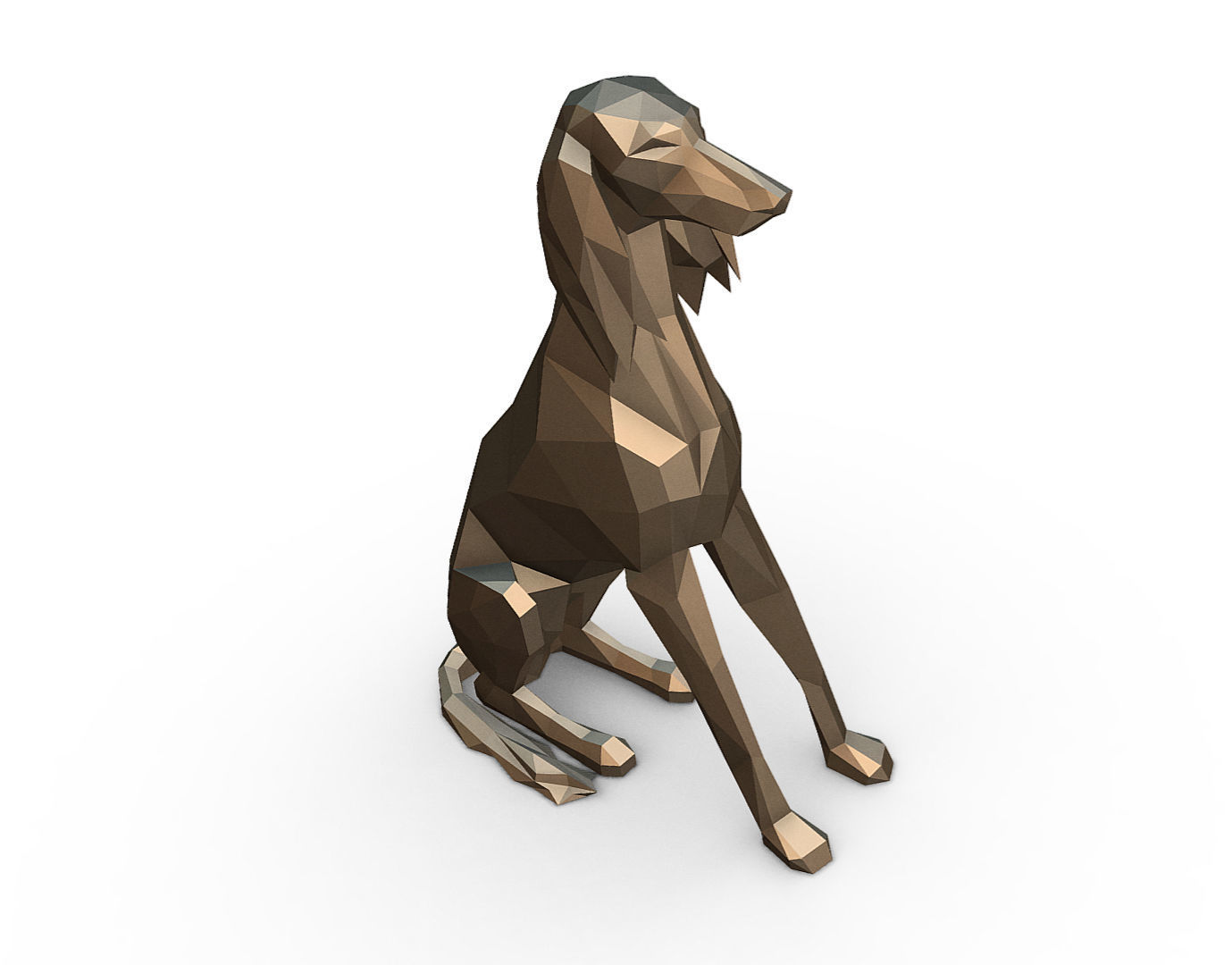 saluki dog low poly 3D print model_7