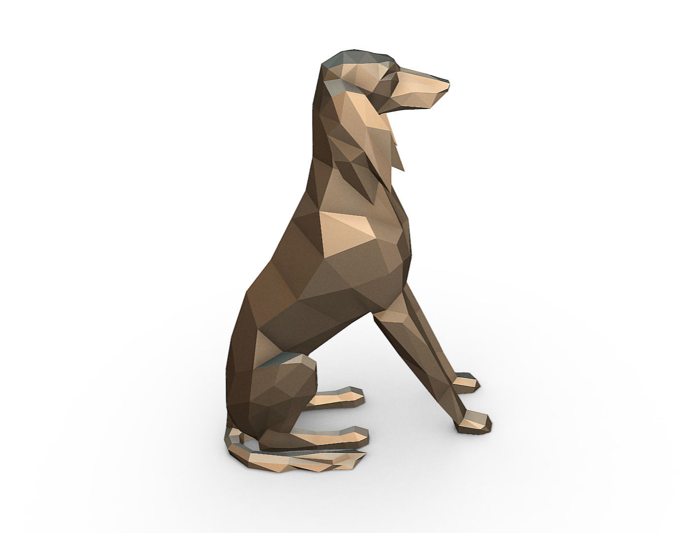 saluki dog low poly 3D print model_6