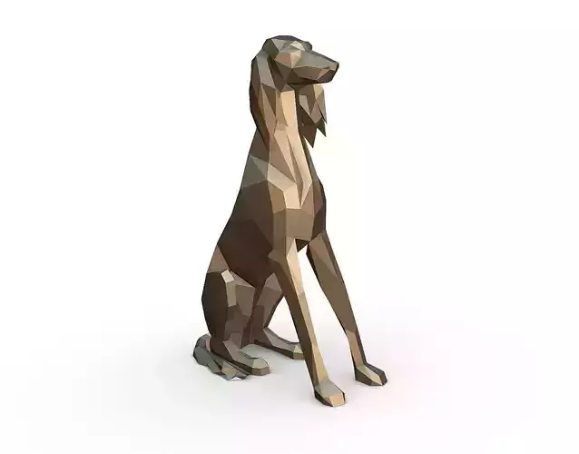 saluki dog low poly 3D print model