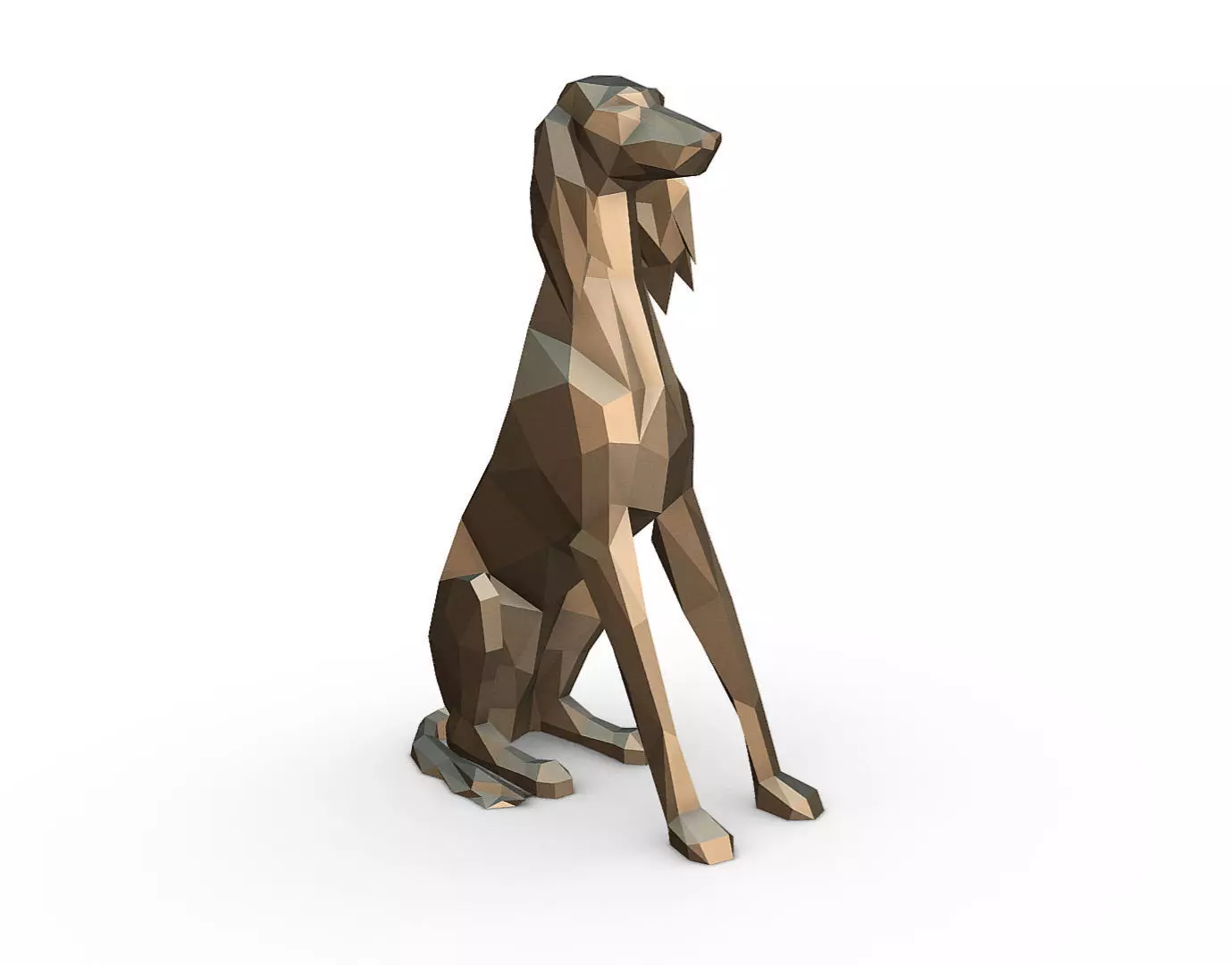 saluki dog low poly 3D print model_0
