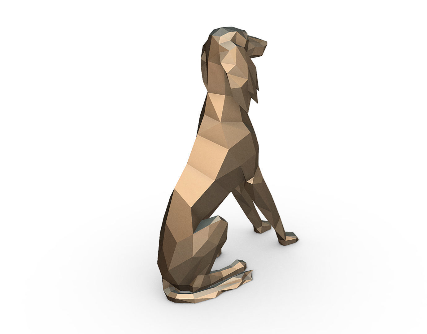 saluki dog low poly 3D print model_5
