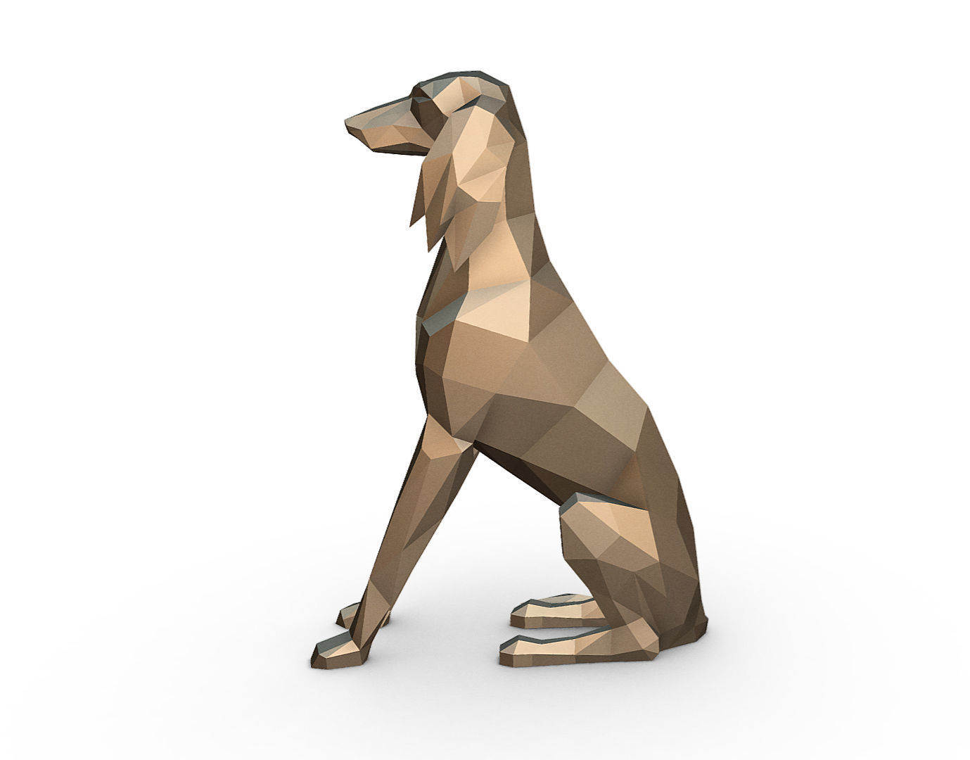 saluki dog low poly 3D print model_3