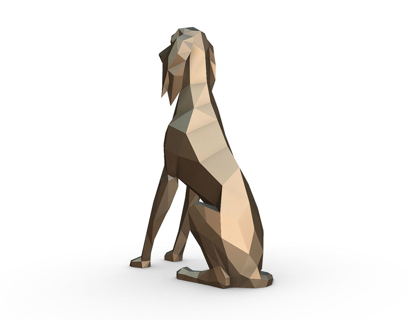 saluki dog low poly 3D print model_4