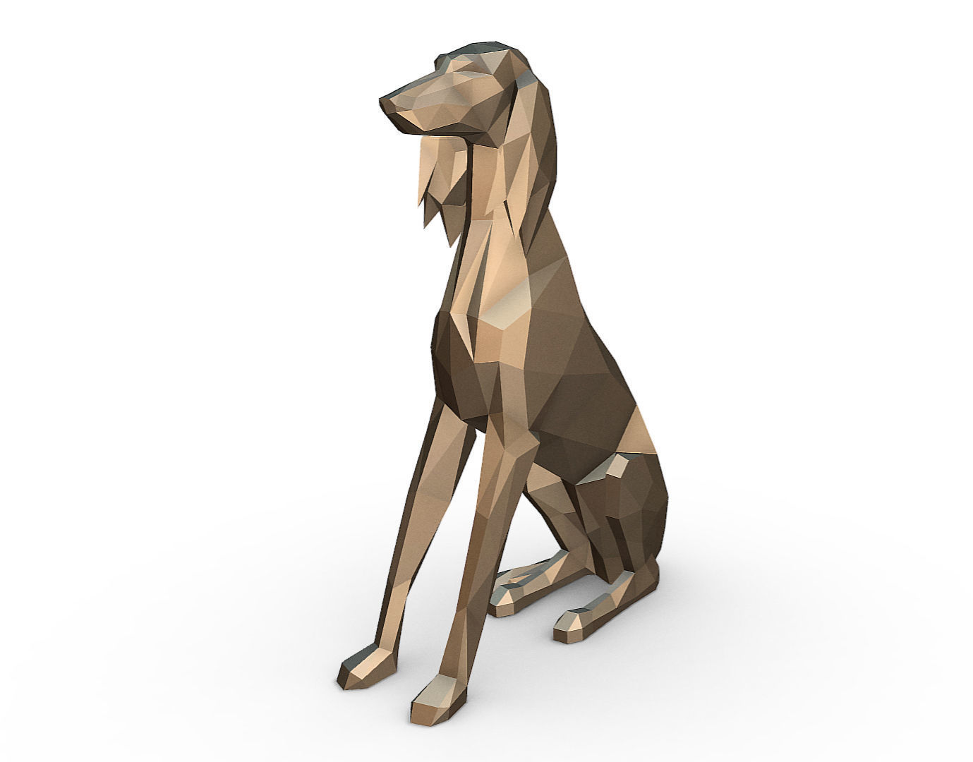 saluki dog low poly 3D print model_2