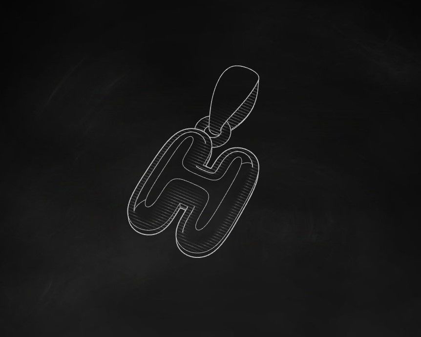 Model 552 Camber Initial H Letter Pendant 3D print model_11