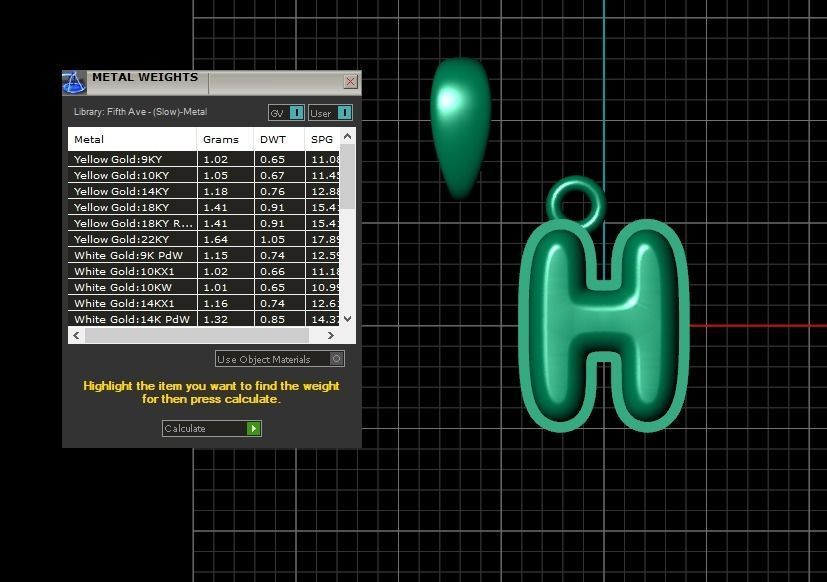 Model 552 Camber Initial H Letter Pendant 3D print model_12