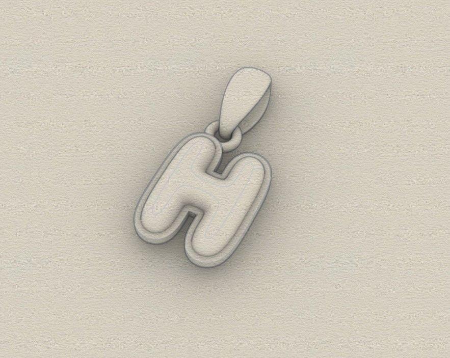 Model 552 Camber Initial H Letter Pendant 3D print model_10