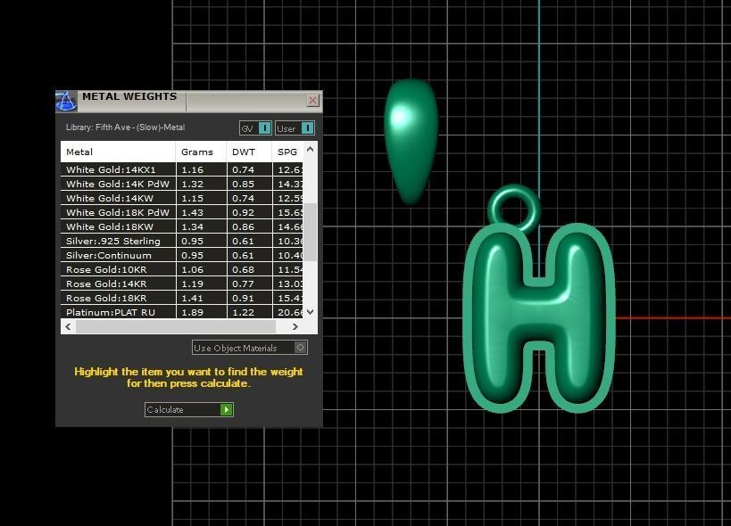 Model 552 Camber Initial H Letter Pendant 3D print model_13
