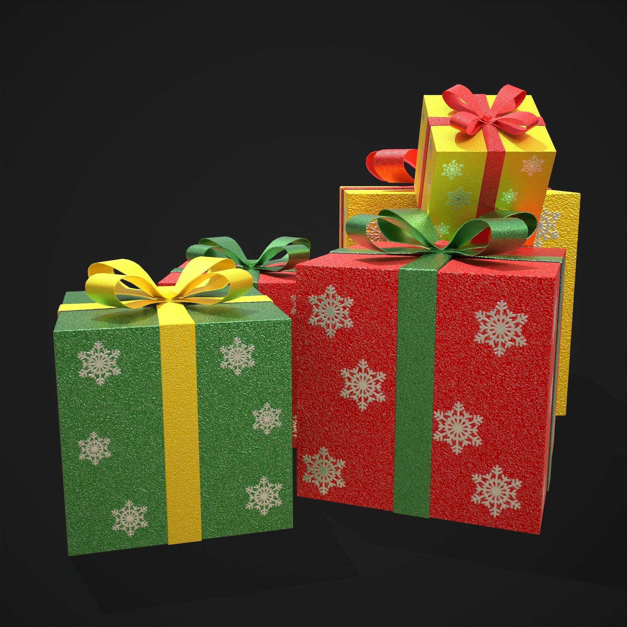 Sparkly Christmas Presents   Low-poly 3D model_3