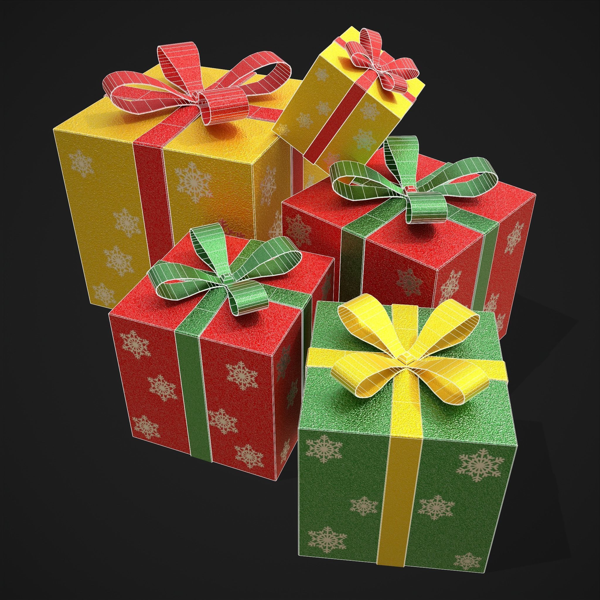Sparkly Christmas Presents   Low-poly 3D model_20