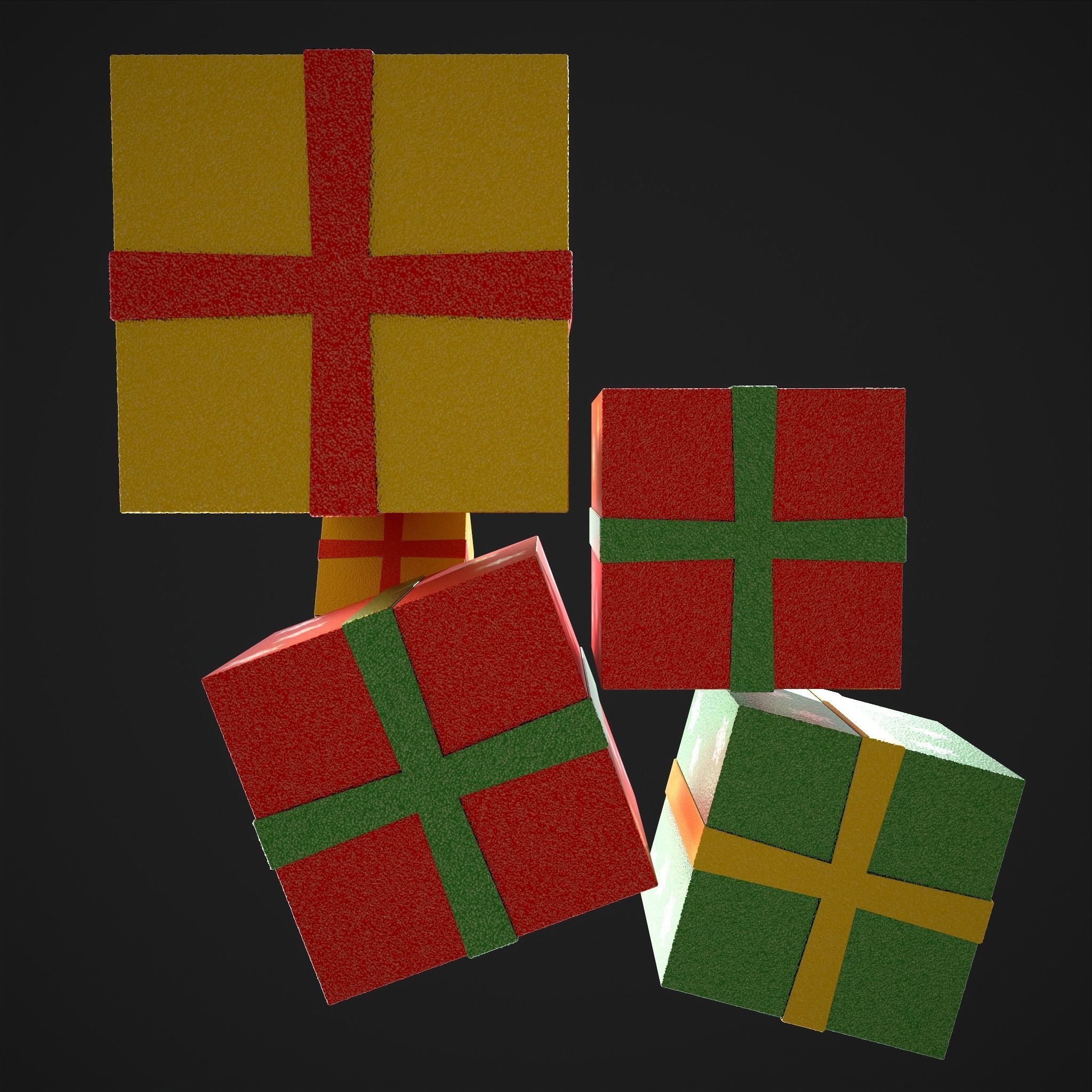 Sparkly Christmas Presents   Low-poly 3D model_7