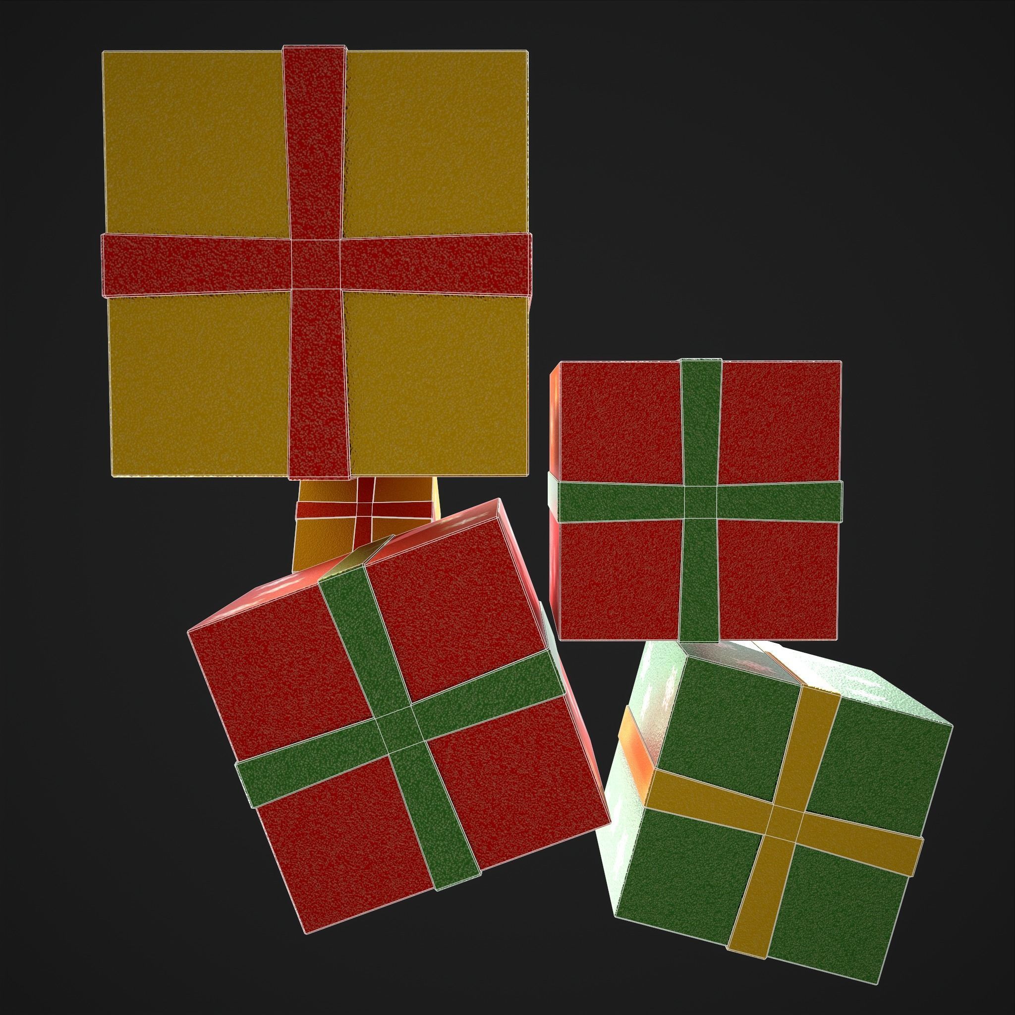 Sparkly Christmas Presents   Low-poly 3D model_8