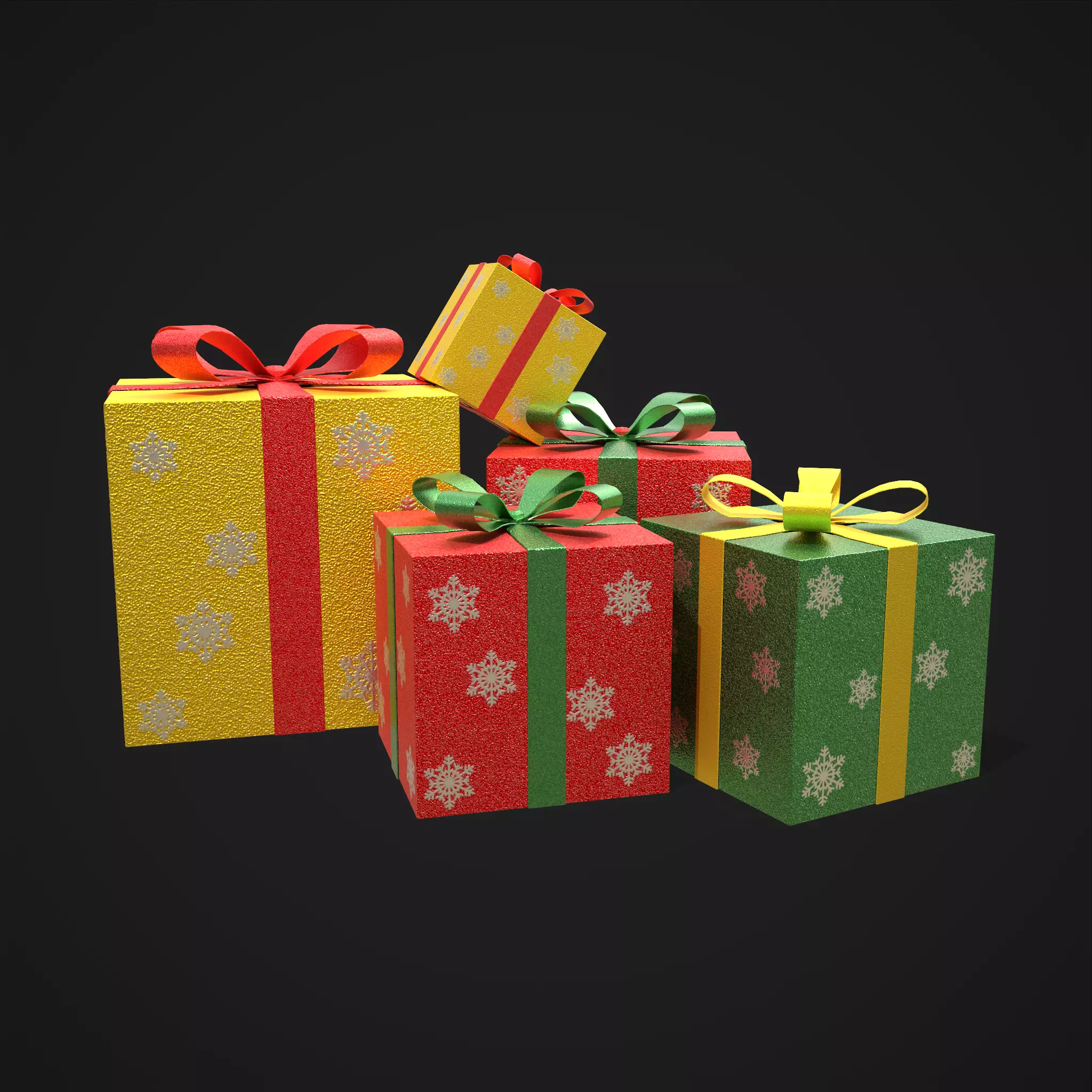Sparkly Christmas Presents   Low-poly 3D model_0