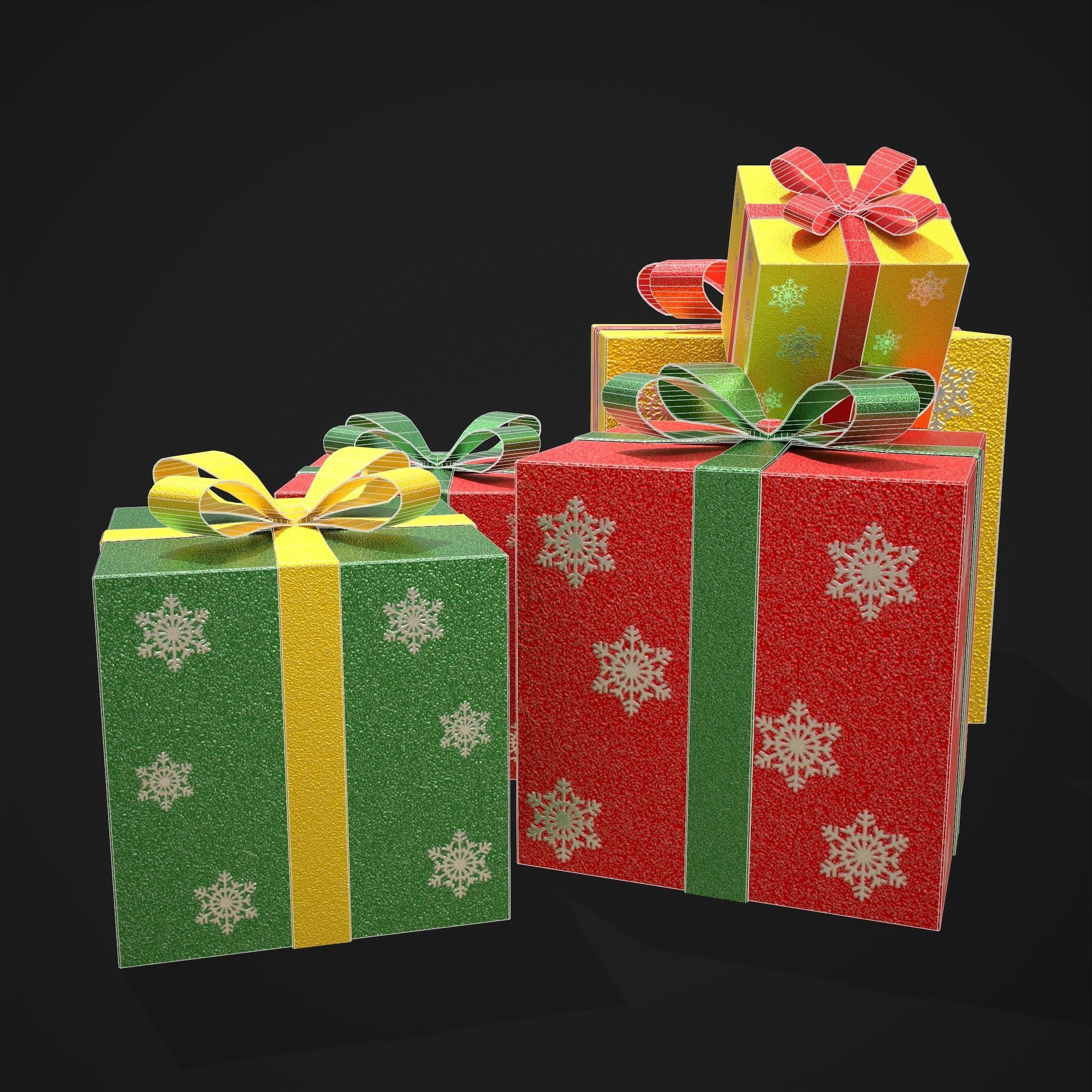 Sparkly Christmas Presents   Low-poly 3D model_4